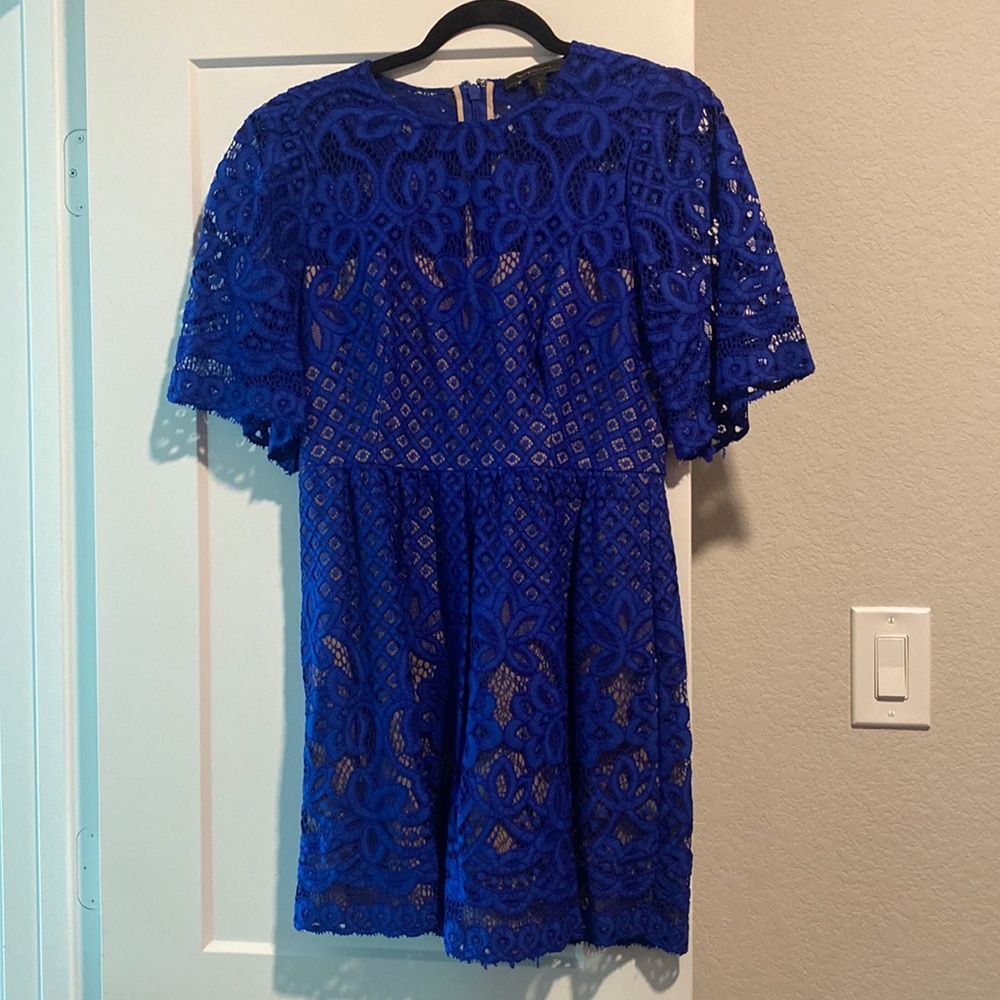 BCBGMaxazria Royal Blue Lace Fit and Flare Mini